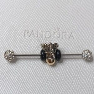 PandoraSilver 14k Vintage Badminton Birdie Two Tone Charm